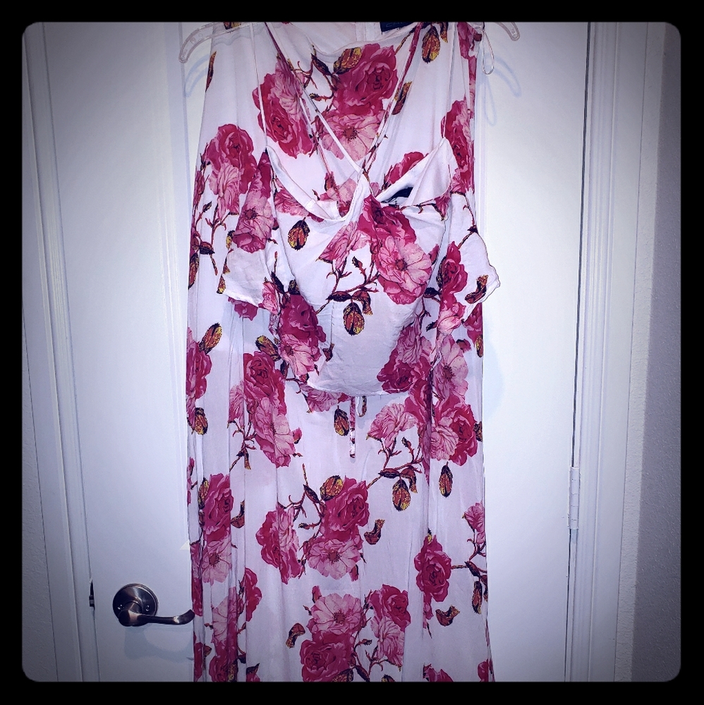 Two piece - Floral Crop top and Maxi Skirt